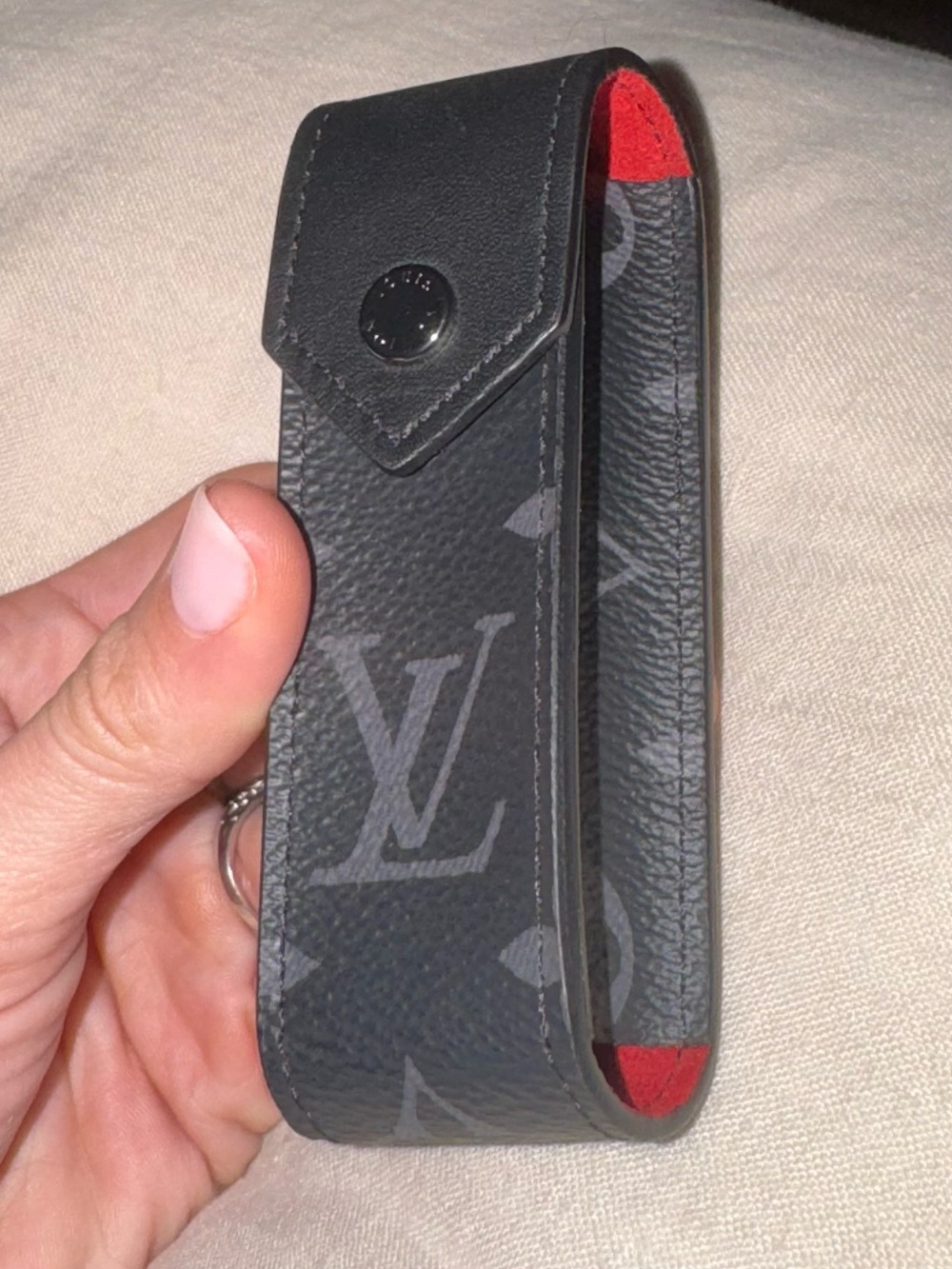 Louis Vuitton Black Leather Pouch with Snap